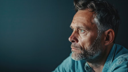 Portrait of an adult man in depressionの素材