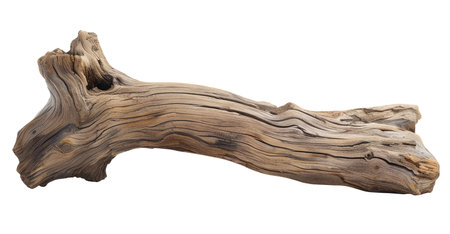 Part of an old dry tree isolated on white backgroundの素材