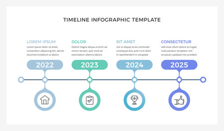 Timeline infographic template with four periods, events or milestones, vector eps10 illustrationのイラスト素材