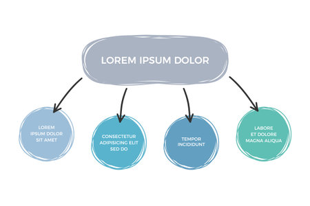 Hand drawn diagram template with four elements, doodle infographics, vector eps10 illustrationのイラスト素材