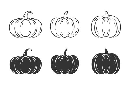 Silhouettes of a three pumpkins, vector eps10 illustrationのイラスト素材
