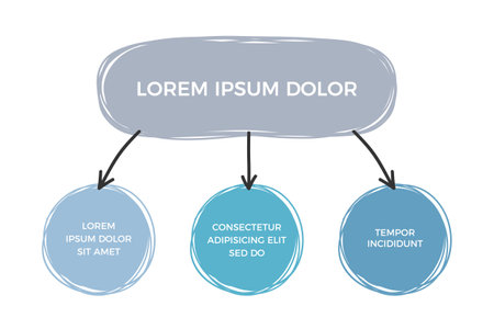 Hand drawn diagram template with three elements, doodle infographics, vector eps10 illustrationのイラスト素材