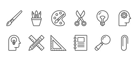 Creativity line icons set, editable stroke, vector eps10 illustrationのイラスト素材