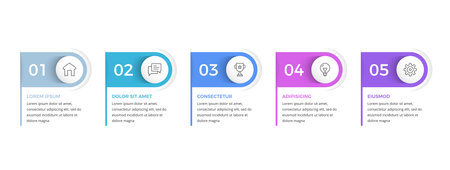 Infographic template with five options or steps with place for icons and text, vector eps10 illustrationのイラスト素材
