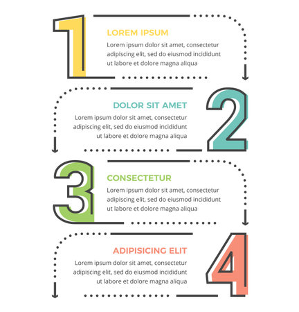 Minimal business infographic design template with four vertically arranged options or steps, process, workflow template, vector eps10 illustrationのイラスト素材