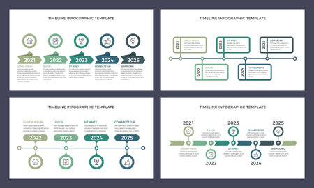 Timeline infographic templates with four and five events or milestones, presentation slides, vector eps10 illustrationのイラスト素材