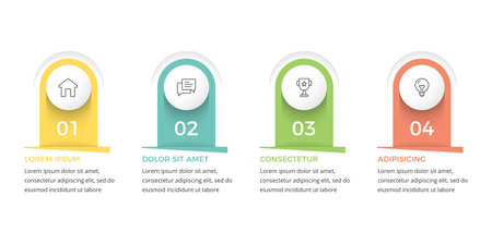 Infographic template with four options or steps with place for icons and text, vector eps10 illustrationのイラスト素材