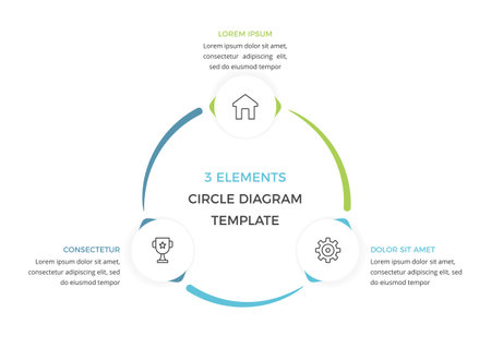 Circular diagram with 3 elements, cycle process infographic template, vector eps10 illustrationのイラスト素材