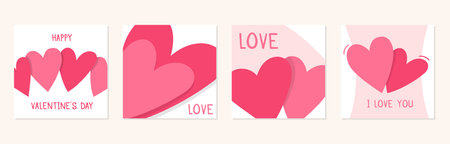 Set of hand drawn love themed cards with hearts, suitable for Valentine's day, wedding, birthday, vector eps10 illustrationのイラスト素材