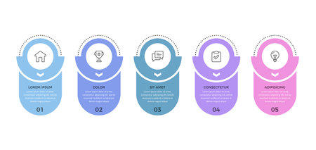 Infographic template with five options or steps with place for icons and text, vector eps10 illustrationのイラスト素材