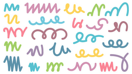 Collection of abstract colored bold scribbles, vector eps10 illustrationのイラスト素材
