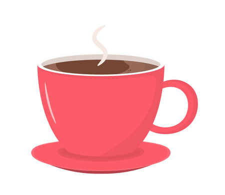 Red coffee cup with saucer, vector eps10 illustrationのイラスト素材