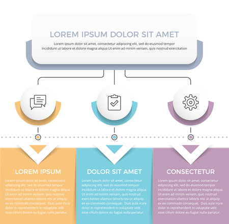 Flow chart with 3 elements, business infographic template, vector eps10 illustrationのイラスト素材