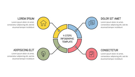 Simple hand drawn circle diagram with four elements, doodle infographics, vector eps10 illustrationのイラスト素材