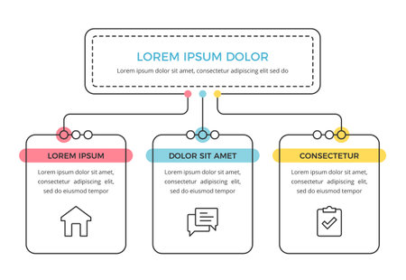 Minimal flow chart infographic template with 3 elements, vector eps10 illustrationのイラスト素材