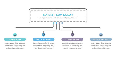 Simple flow chart infographic template with 4 elements, vector eps10 illustrationのイラスト素材