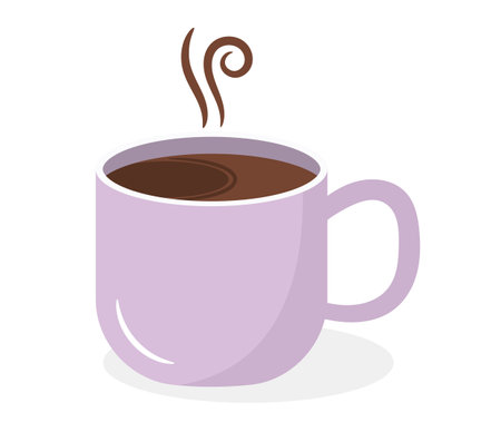 Steaming cup of coffee in a light purple mug, vector eps10 illustrationのイラスト素材