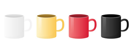 Four empty ceramic mugs, vector eps10 illustrationのイラスト素材
