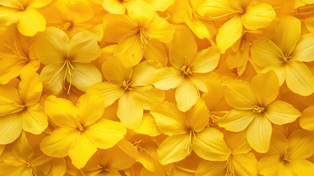 Close-up of bright yellow flowers filling the frame, creating a lush natural patternの素材