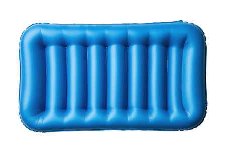 Blue inflatable mattress, isolated on a white backgroundの素材