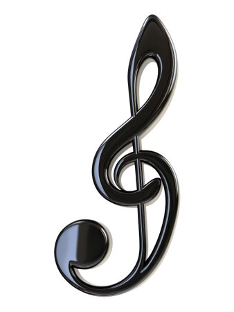 Black music note illustration isolated on a white backgroundの素材