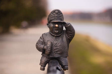 Bronze mini sculpture for a soldier Schweik from the novel of the same name by Jaroslav Hasek....