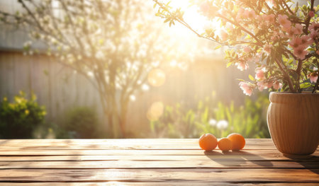 Background table spring sun AIの素材