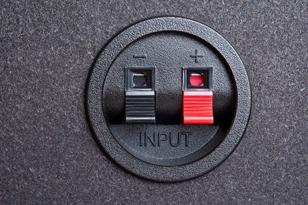 Spring clips (wire terminals) often used in audio equipment, like speakers, receivers, etc.の写真素材