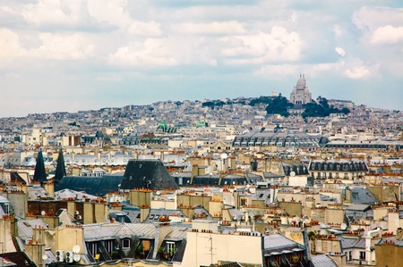 A view from the Centre Georges Pompidou towards 9th, 10th and 18th arrondissements with Sacre Coeur...