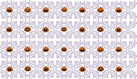 Set of Halloween doodle pattern with pumkins. Seamles vector hand drawn. Halloween background wallpaper. Vector Illustration. ideal for decoration, wrapping paper, prints and cards.のイラスト素材