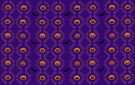 Set of Halloween doodle pattern with pumkins. Seamles vector hand drawn. Halloween background wallpaper. Vector Illustration. ideal for decoration, wrapping paper, prints and cards.のイラスト素材