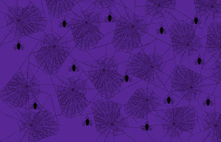 Collection of Spiderweb cobweb and a bat vector illustration. Spiderweb for Halloween design. Spooky, scary and mystical. Hand drawn. Outline illustration. Pattern.のイラスト素材