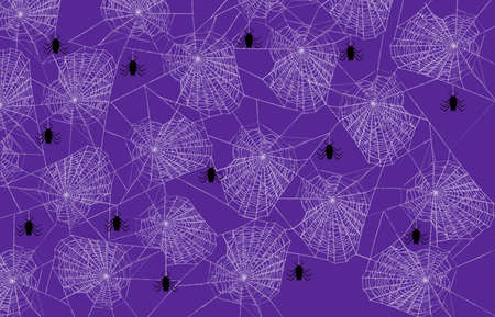 Collection of Spiderweb cobweb and a bat vector illustration. Spiderweb for Halloween design. Spooky, scary and mystical. Hand drawn. Outline illustration. Pattern.のイラスト素材