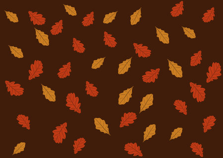Seamless pattern with autumn leaves falling seasonal background. Falling autumn golden, red and orange colored leaves. Hand drawn. Autumnal leaves for textile, wallpapers and gift wrap.の写真素材