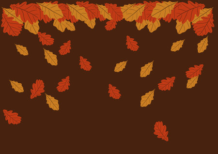 Seamless pattern with autumn leaves falling seasonal background. Falling autumn golden, red and orange colored leaves. Hand drawn. Autumnal leaves for textile, wallpapers and gift wrap.の写真素材