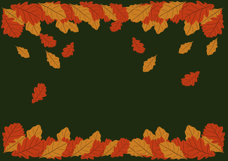Seamless pattern with autumn leaves falling seasonal background. Falling autumn golden, red and orange colored leaves. Hand drawn. Autumnal leaves for textile, wallpapers and gift wrap.の写真素材