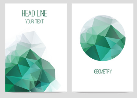 Abstract brochure and flyer covers with geometric crystal circles  in polygonal style.のイラスト素材
