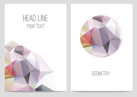 Abstract brochure and flyer covers with geometric crystal circles  in polygonal style.のイラスト素材