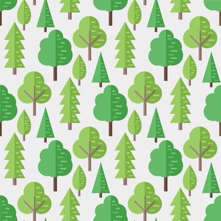 Seamless pattern with flat trees. Vector background illustrationのイラスト素材