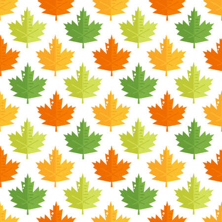 Seamless pattern with colorful maple leaves. Autumn vector background.のイラスト素材