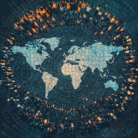 Abstract background with world map and binary code. Global network concept.の素材