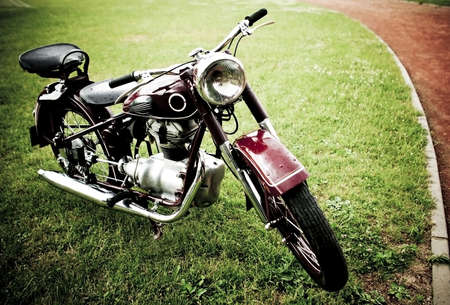 Old motorbike on the track raceの写真素材