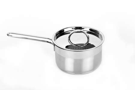 One pot isolated on white background. Black and white photo.の写真素材