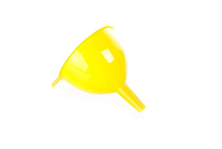 Plastic kitchen funnel, isolated on a white background.の写真素材