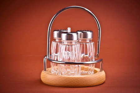 Empty rack set on brown backgroundの写真素材