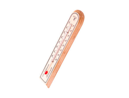 Wooden thermometer on white background
