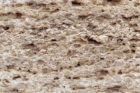 A section of sandstone photographed in close-up. building material. The building block is made of...