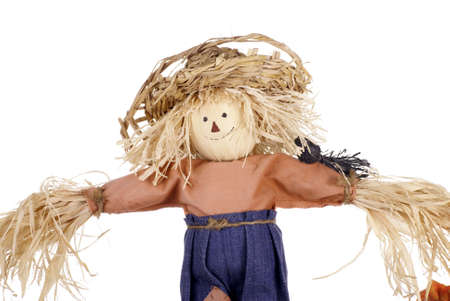 A Halloween Scarecrow Decoration in a Straw Hatの写真素材