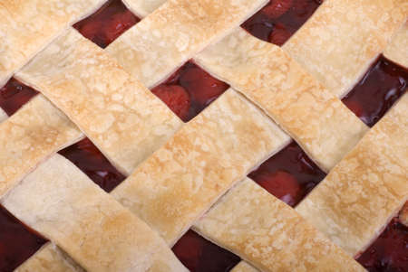 Close up of a homemade cherry pieの写真素材