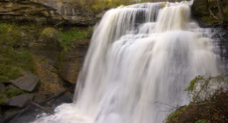 Brandywine Falls Waterfall in the Cuyahoga National Park in Autumn.の写真素材